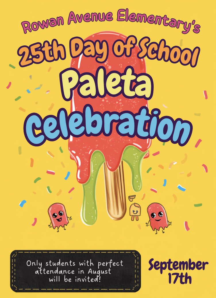 September 17, 25th day of school paleta party flyer in English